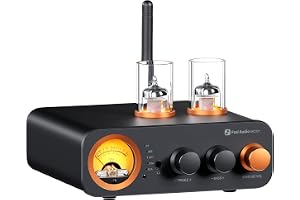 Fosi Audio MC331 Stereo Förstärkare 2-kanals, Integrerad Rörförstärkare med DAC, Vintage VU-Mätningsförstärkare med Bluetooth