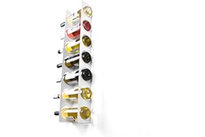 JBI Steel Wall Mounted Cabinet Narrow Wine Rack - Durable, Tall Vertical 7 Bottle Holder Storage for Bar, Home, Wine Cellar, Kitchen (White)