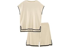 Svanco 2-częściowy dres damski na co dzień z dzianiny bez rękawów szorty zestaw damski okrągły dekolt dwuczęściowy zestaw jednolity kolor koszula i szorty S-XL