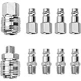 Sukudon 10 pcs Air Line Connectors Euro Airline Hose Compressor Fittings 1/4" BSP Air Coupler and Plug Kit Couplings Connecto