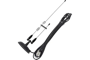 HYSHIKRA Dual Band Mobile Antenna, Magnetic Mount Whip 144/430Mhz with 4 Meters RG58U Coax Cable for Yaesu Midland Icom Motorola Kenwood Vehicle Transceiver (Black)