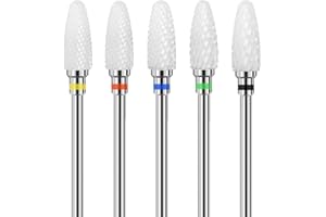‎PIASHOW Piashow Verbesserte Version 5 Stück Keramik Nagelbohrer Bit Set, Professionelle Nagelfräser Aufsätze, Home Verwenden Nagelfräser Bits für Gelnägel, Maniküre, Pediküre, Nagelhaut (3/32")