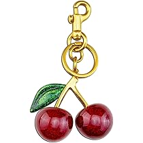 Thinp Kirsch Bag Charm, pompons, kerssleutelhanger, portemonnee, sleutelhanger, pluche kersensleutelhanger, voor portemonnees, tassen, handtassen, kersentas, bedels, geschenken, wijnrood en groen, Eén
