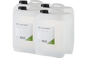 MEDICALCORNER24 Aqua Bidest - Bidest (4 botes de 5 litros, agua pura, agua de laboratorio de 20 litros, juego de 4 unidades), agua destilada