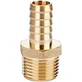 U.S. Solid Brass Hose Fitting, Adapter, 1/2" Barb x 1/2" NPT Male Pipe Fittings