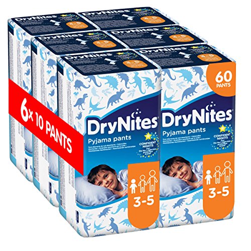 Huggies DryNites Boys Pyjama Pants for 3-5 Years, 10 Pants (Pack of 6, Total 60 Pants)