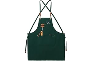 FunChaos Canvas Aprons, Work Aprons for Men Women, Chef Aprons with Adjustable Strap and 3 Pockets, Apron for Servers Kitchen Cooking Baking Artist Painting, Cross Back