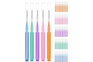 TPZORJX 50 Brossettes Interdentaire,Nettoyant Interdentaire Réutilisable avec Boite,Outil de Nettoyage Dentaire pour Nettoyer Espaces Interdentaires Etroits,pour Enfants,Hommes,Femmes(5 Couleurs)