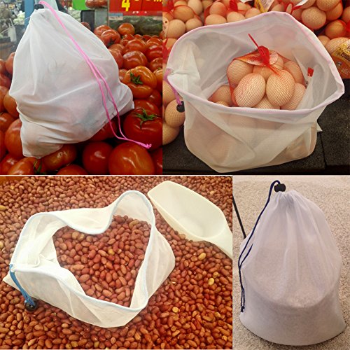 wiederverwendbar erzeugen Mesh Tasche, Set von 5/7/12, leicht waschbar Mesh Tasche für Lebensmittels Veggie Obsthorde Shopping (30,5 x 43,2 cm 30,5 x 35,6 cm, 30,5 cm 20,3 cm gemischt) Set of 5 - 3