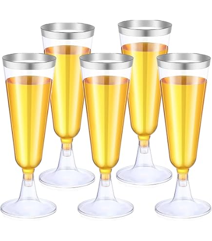 Flûte per Champagne in Plastica, Bicchieri da Vino con Bordo