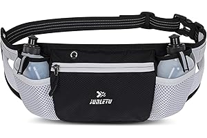 Snorthy Running Waist Bag with Water Bottles(2 x 280ML), Hydration Belt Waterproof Waist Pack Bag Fanny Pack Running with Adjustable Strap Waist Pouch for Outdoor Running Hiking Cycling
