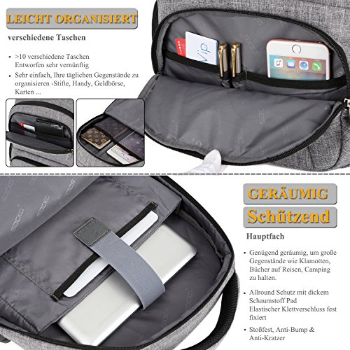 Laptop Rucksack mit USB Anschluss  SOCKO 17 3 Zoll Wasserdicht Rucksack Schulrucksack Business Backpack Reisen Campus Rucksack Outdoor Daypack f  r Sp