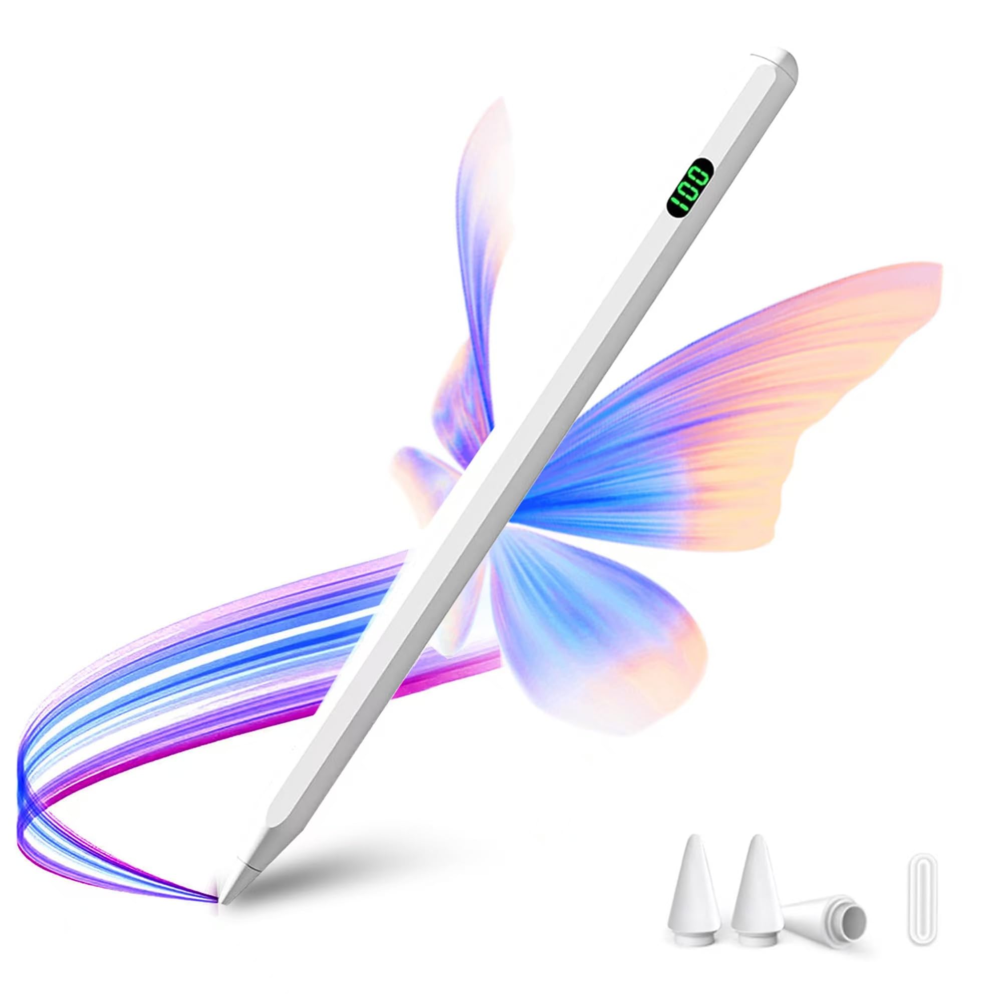 WeCool P2 iPad Pencil, Stylus Pen for iPad with Real-Time Led Power Display, Pencil for iPad 6/7/8/9/10gen, iPad Air 3/4/5/6(M2), iPad Pro 11"/12.9"(M4), iPad Mini 5/6/7, Stylus for iPad 2018 & Later