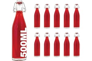 10 x 500 ml leere Glasflasche mit Bügelverschluss Bügelverschlussflasche Weinflasche Schnapsflasche Drahtbügelflasche Flasche mit Klippverschluss 0,5 Liter l von slkfactory 1