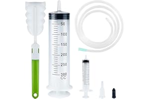 Bohoray Siringa Grande 300ml+10ml,Plastica Siringhe Per Liquidi Con Catetere, Siringa Per Olio Motore Con Spazzola, Riutilizzabili Siringa Per Idroponica Misurazione, Alimentazione Animali Domestici