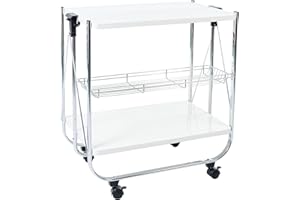 Iris Ohyama, Kitchen wagon, storage, 2 shelves, 1 mesh basket, with wheels, kitchen, living room - Kitchen Wagon CW-005 - White, 68,5 x 43,5 x 69 cm, White/Kitchen Wagon