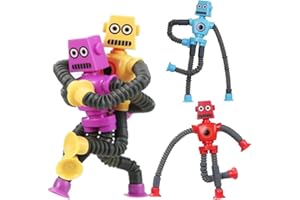 ERYNDIS 4 Pezzi Giocattolo Robot A Ventosa Telescopica, di ventosa telescopica, giocattolo per robot sensoriale, Spremere Giocatt per Bambini Telescopiche Antistress Gioco Giocattolo Educativo Contro Lo