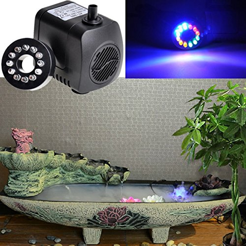 15W 800L/H 210GPH Unterwasser Wasserspielpumpe, GOCHANGE Wasser Pumpen Garten Tauchpumpen mit Bunten LED Licht, Wasserpumpe für Garten Aquarium Teich Brunnen - 8