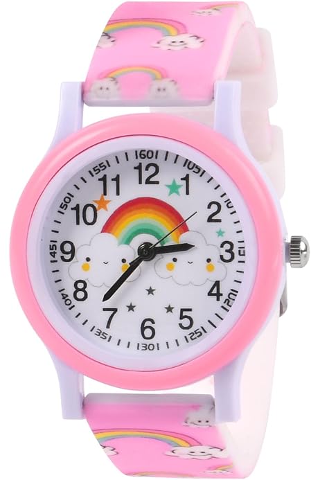 Montre Pédagogique Enfant Fille - Silicone 3D - Apprentissage Heure - Cadeau 3-12 Ans - Quartz
