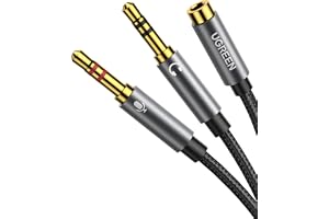 UGREEN Y Splitter Kabel Jack 3,5mm Buchs till Jacknstecker Grå 20cm