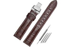 FOUUA Uhrenarmbänder Echtes Leder Uhrenarmbänder Alligator Geprägte Ersatz Faltschließe Armbänder 12 13 14 15 16 17 18 19 20 21 22 24mm