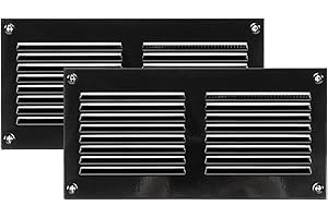 Vent Systems 20 x 10 cm – opakowanie z 2 osłonami na otwory wentylacyjne – czarna – metalowa kratka cofania powietrza z wbudowanym ekranem chroniącym przed szkodnikami