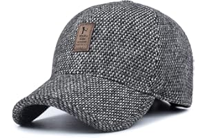 Decorative_ beauty Casquette de Baseball à Visière en Tweed de Laine et Laine d'hiver pour Hommes avec Cache-Oreilles Pliés et Boucle en Métal Plus Chaude