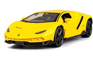 TGRCM-CZ Compatible avec le modèle Lamborghini LP770 1:32 avec son et lumière pour enfants garçons et filles, corps en métal, porte ouverte, jaune