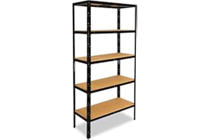 shelfplaza® 180x45x50cm Black Estantería Negra/Estanterias almacenaje Capacidad Carga 175kg / Estanteria Negra 5 baldas estanterías metálicas almacenaje Fuertes/Estanteria Metalica Negra