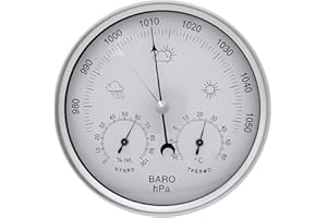 zalati Analogowy barometr termometr higrometr z ramą ze stali nierdzewnej, stacja pogodowa 3 w 1, do wewnątrz i na zewnątrz