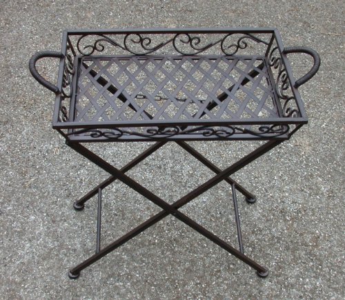 Klapptisch, Beistelltisch, Tablett abnehmbar Eisen braun Landhaus, 65x50x30 cm