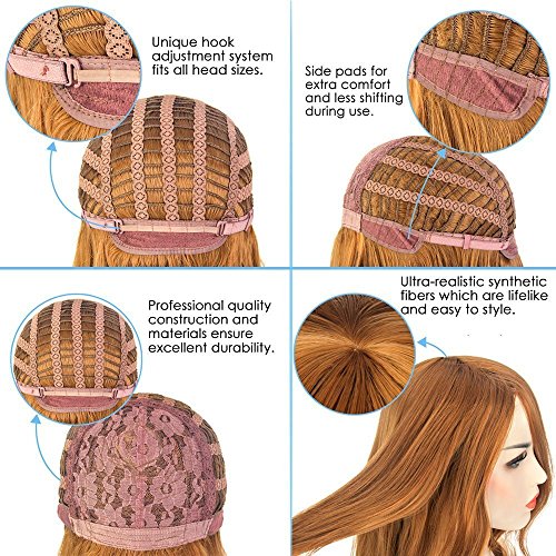 MelodySusie® schwarze lange lockige Perücke – hohe Qualität lange lockige Perücke inkl. Perückenkappe und Perückenkamm (schwarz) - 6
