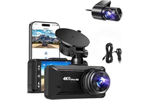 AWLVE Oryzom Dashcam 4K Pro – Enregistrement Ultra HD avec Caméras Avant/Arrière, Vision Nocturne et Surveillance 24h/24, Clear Footage Day and Night (+1080P + Autoladegerät)