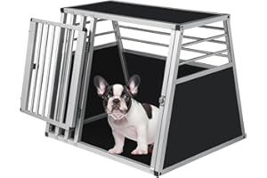 EUGAD Transportin de Aluminio para Perro Grande, Jaula para Perros Gatos con Puerta y Cerradura, Jaula Transporte de Viaje para Mascotas, Transportin Perro Coche Robusto- 80x65x65 cm