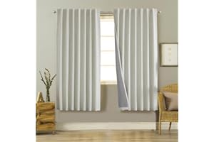 Joydeco 100% Tende Oscuranti per Interni 2 Pezzi, Lino Tende Termiche con Passanti per Soggiorno Moderne, Cameretta Bambini, Camera da Letto Blackout Curtains (2xL140xA175, Beige Chiaro)