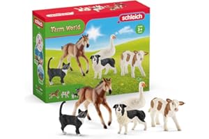 SCHLEICH Farm World | Bauernhoftiere Bundle 42386 | Set mit Kalb, Pferd, Katze, Hund & Gans | realistische Tierfiguren für Kinder | Bauernhof Spielzeug ab 3 Jahre | 5-teilig | exklusiv bei Amazon