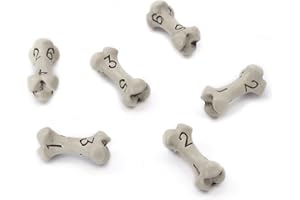 LYNX Zestaw Kości K6 - Zestaw Sześciu 6-Stronnych Kości - D6 Dice Set z Motywem Czaszki i Kości/Skull & Bone. Prezent dla Fanów Dungeons & Dragons (DND), Warhammer, D&D, Pathfinder (Białe)