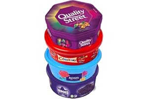 Oscanoltd 4 x Chocolate Tubs ASSORTED PACK 1 EACH Of Celebrations, Heroes, Roses, Quality Street Chocolate Sharing Tub Perfect For Any Occasion Ideal Gifts