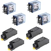 Aideepen 4pcs LY2NJ Relay+Relay Socket, AC 220V Coil 8 Pin 10A 240V Power DPDT LED Lamp