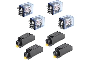 Aideepen 4 pezzi LY2NJ Relè+Basi, AC 220 V Bobina 8 pin 10A 240 V Relè di potenza DPDT Lampada LED