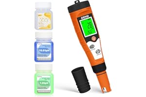 GIDIGI Medidor Cloro, pH y Salinidad Piscinas, 7 en 1 pH, FAC, Sal, ORP, EC, TDS y Temp con Solución de Calibración, Medidor de Cloro para Piscinas, Acuarios, Hidroponía y Agua Potable