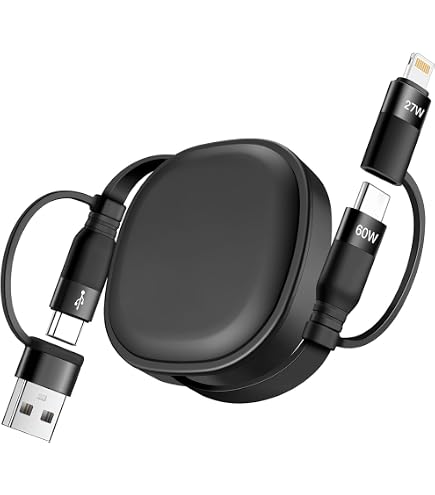 PZOZ Cavo Lightning Retrattile Con Display LED, 2 In 1 USB-A / USB-C, Ricarica Veloce 30W, Per IPhone 14-7, IPad, AirPods, Gancio Adesivo - 3