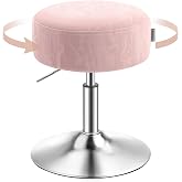 VASAGLE Makeup Stool, Height Adjustable, 360&deg; Swivel | Vanity Chair, PU Leather, Thick Seat, Modern, Jelly Pink, ISLAND Colle