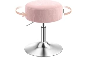 VASAGLE Sgabello da Trucco, Sedia per Toeletta, Regolabile in Altezza, Girevole a 360°, in PU, Seduta Spessa, per Camera da Letto Cucina Sala da Pranzo, Moderno, Rosa Pastello LJB120S01