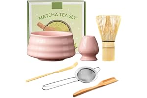 XPJBKC Pink Matcha Set, 6 PCS Matcha Kit with Whisk and Bowl, Matchas Spoon, Sifter and Matchas Whisks Holder, Matcha Bowl Set, Matcha Tea Accessories, Macha Tea Kit