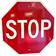 Stop Sign – 3M Diamond Grade Reflective Aluminum - High Visibility Traffic Sign – Rust-Free Road Sign – UV & Weather Resistant – Signage to Control Cars & Trucks (Reflective Aluminum, 30” x 30”)
