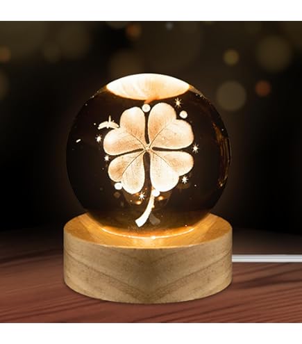 Lampada 3D Sfera Di Cristallo Con Base In Legno – Luci Notturne LED Da 6 Cm Per Cameretta, Regalo Pianeta Per Bambini E Adulti - 5