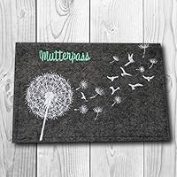 Mutterpasshülle aus Wollfilz - Motiv: Pusteblume