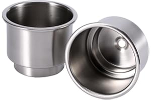 KEENSO 2pcs Porte-gobelet en Acier Inoxydable pour Rangement Cafe Thé Porte-boisson Tasse Bouteille de Boisson Universelle Support avec Insert Trou de Vidange pour Marine Bateau Voiture