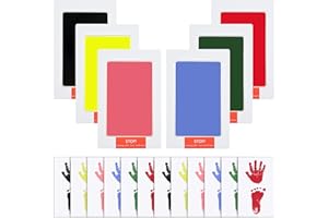 CECOMBINE 24 Stück Baby Handabdruck und Fußabdruck Set, Baby Abdruck Set Clean Touch Stempelkissen, Pfotenabdruck Set Hund mit 6 x Clean Touch Stempelkissen und 18 x Druckkarten für Baby Shower Familie Geschenk